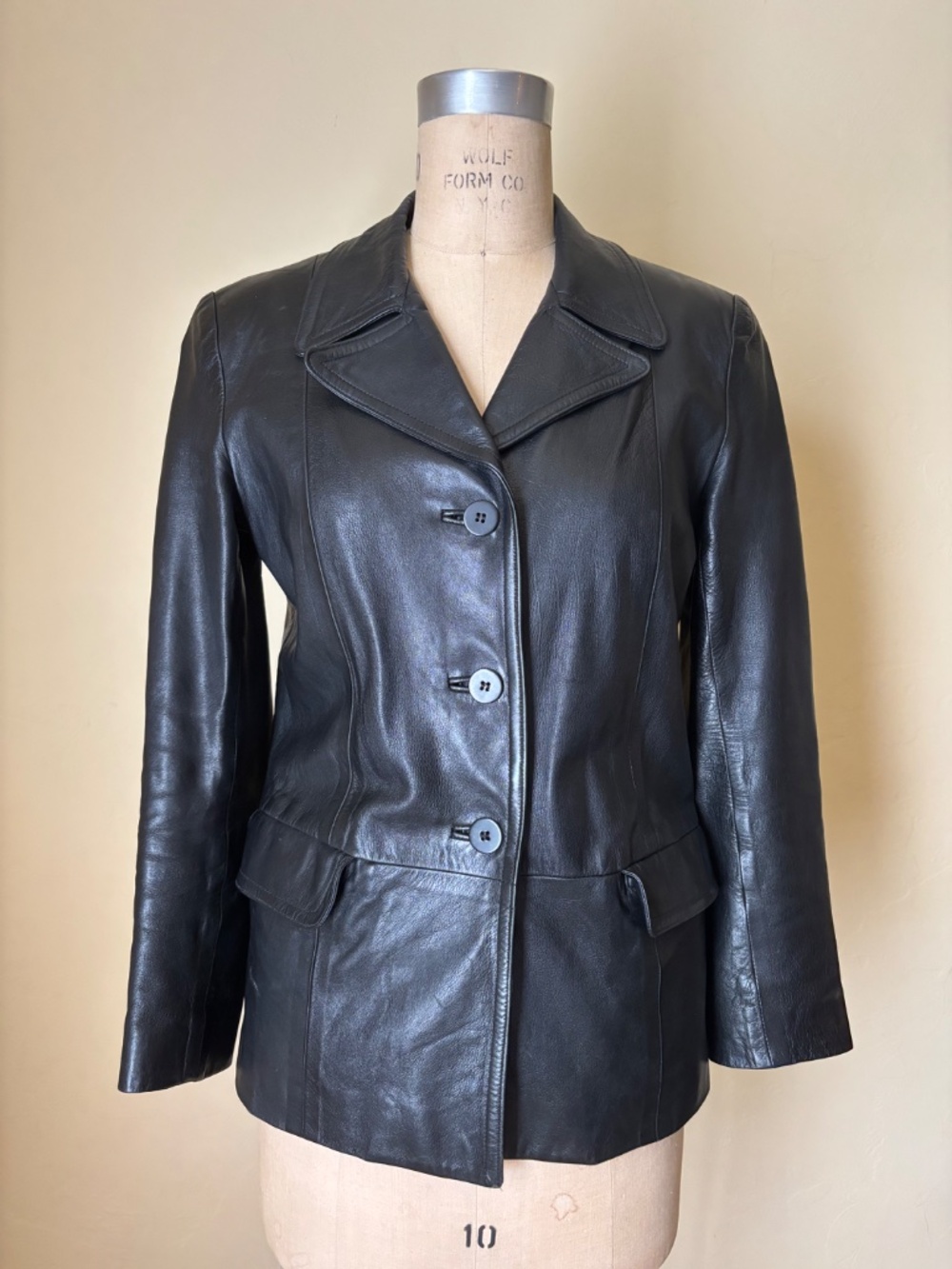 VIVIENNE TAM Black Genuine Leather Shirt Jacket Style BLAZER / JACKET 1 / XS / S
